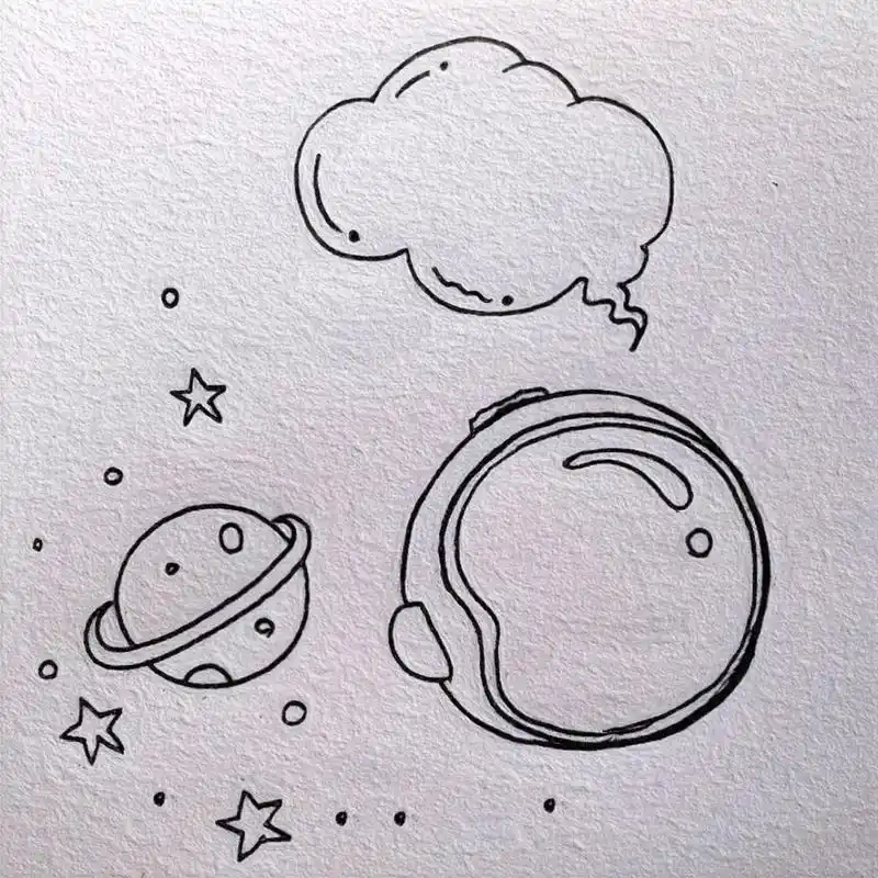 可爱宇航员简笔画手绘附过程图线稿    用樱花勾线笔画的,希望大家