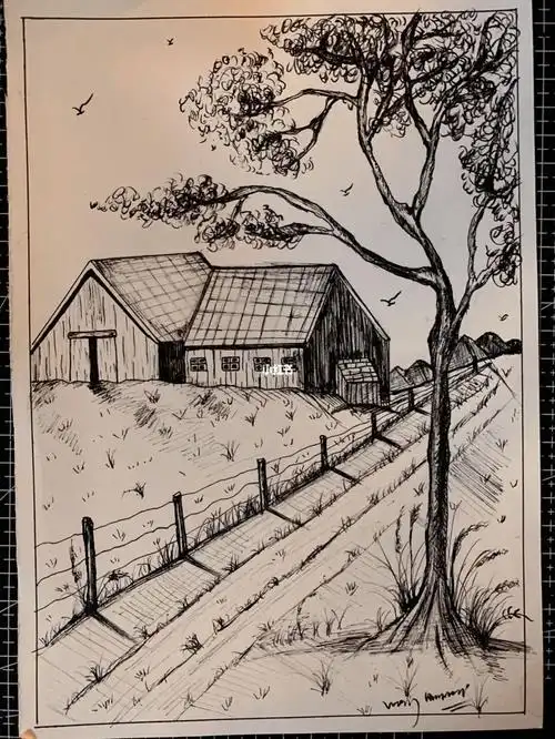 线描风景画线描风景画简单