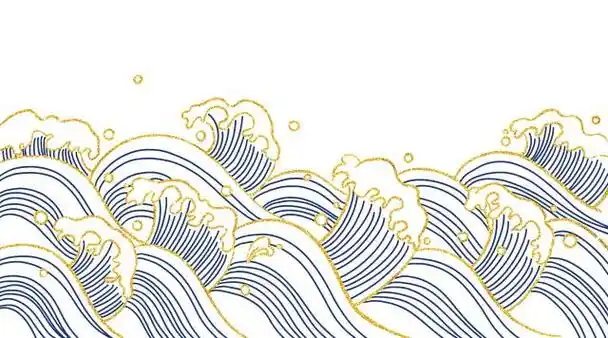 中国风水纹海浪吉祥纹理素材