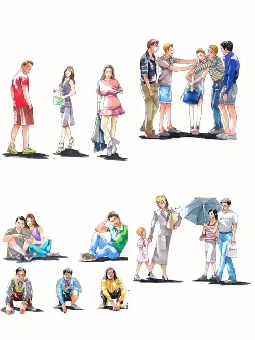 马克笔手绘景观人物素材