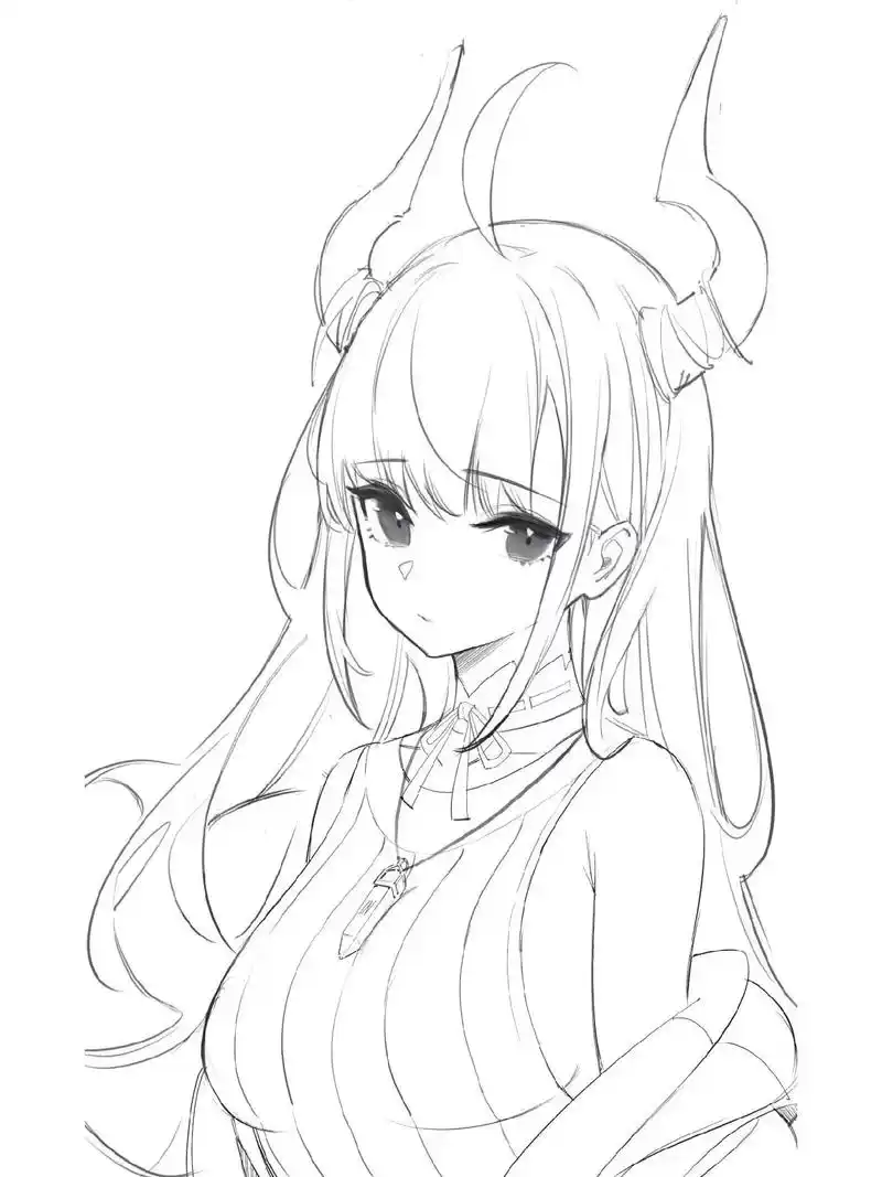 兽耳娘线稿素材参考,快快练起来#板绘 #素材 # - 抖音