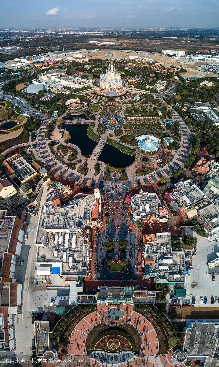 航拍 上海迪士尼乐园 全景