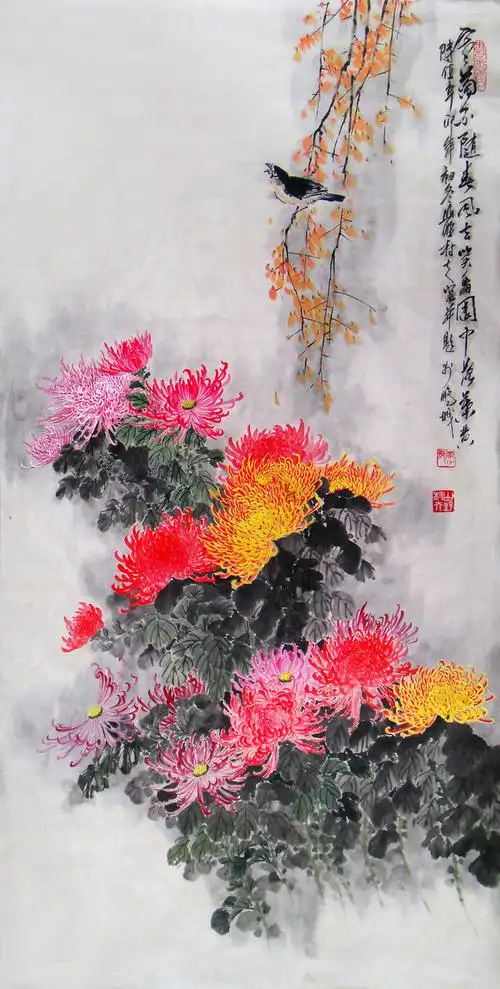 名家国画作品菊花