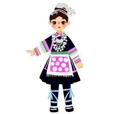 侗族民族服饰卡通人物少数民族服装png素材卡通少数民族人数