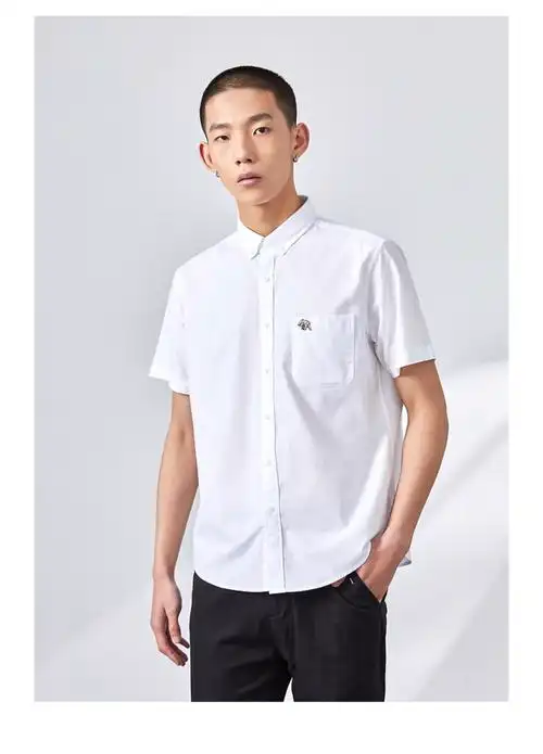 短袖衬衫男棉商务休闲时尚简约白衬衫男2022夏季新款 白色 m【图片