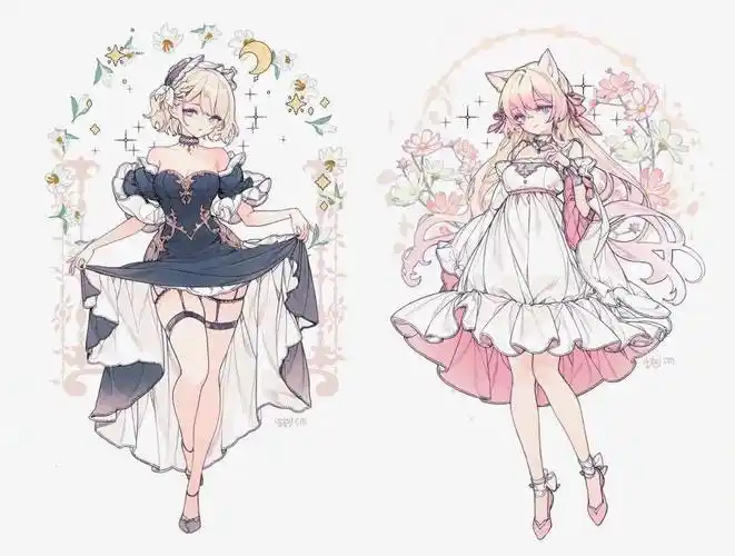 太萝莉了!动漫少女华丽礼服服饰设计素材分享~-服装服装时装画/手绘技
