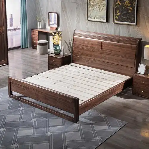 梵宜床实木床北美黑胡桃木床18米中式双人床高箱储物床卧室精品家具8