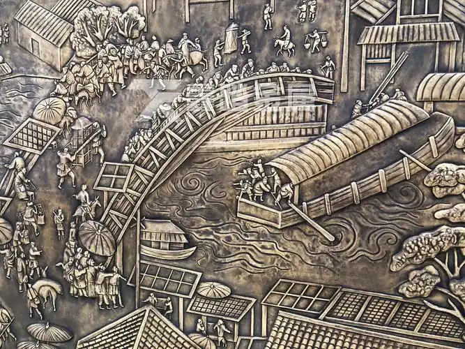 定制清明上河图壁画铜板锻造浮雕历史文化景墙壁画