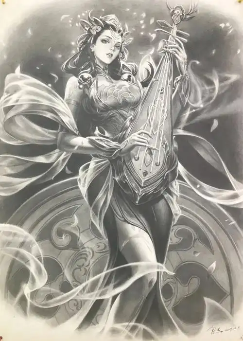 铅笔画的一幅画,花了很长时间,细节图给大家分享出来#素描  #杨玉环