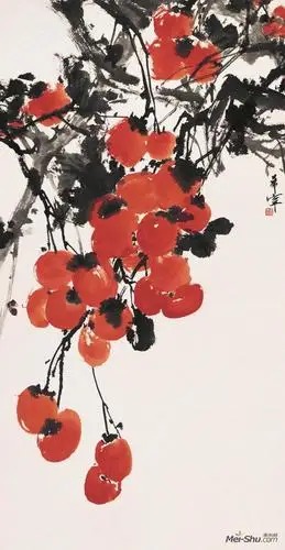 柿子于希宁中国画高清作品欣赏