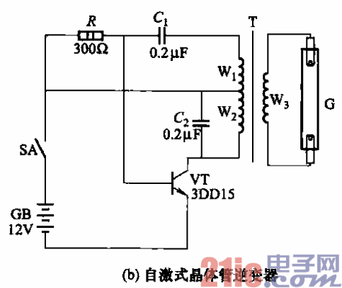 为自激式晶体管逆变器电路.