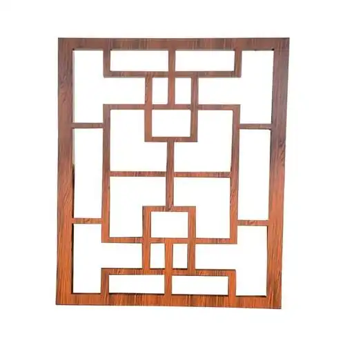 仿古街道装饰咖啡色万字铝窗棂格