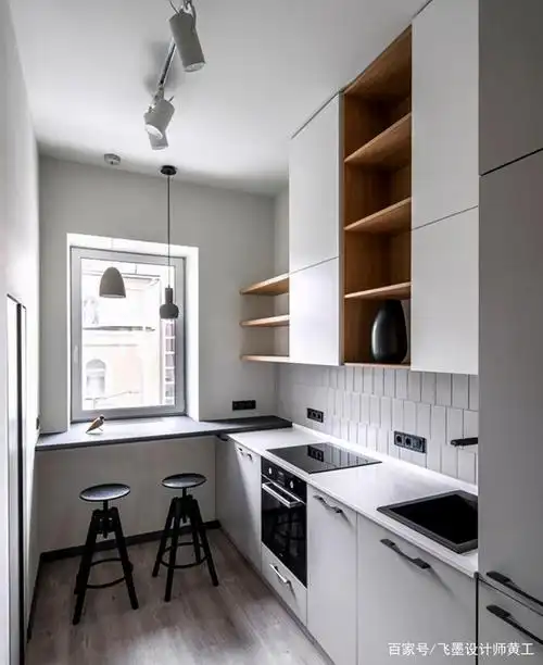 靠布局就能扩厨房面积,我偏不砸墙,装l型橱柜做转角处理,合适