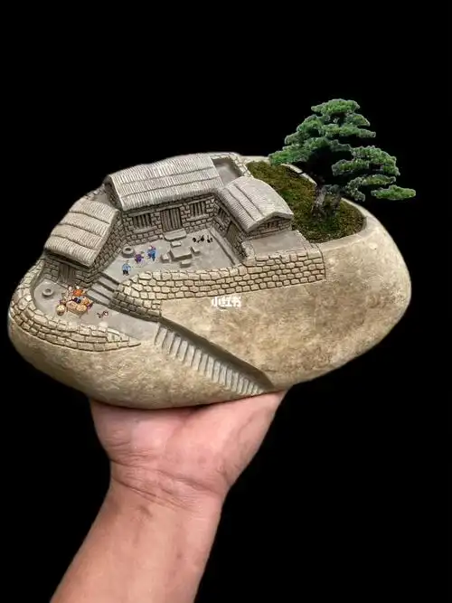 石雕 #老房子  #diy手工制作  #花盆 #摆件 #工艺品  #微景观