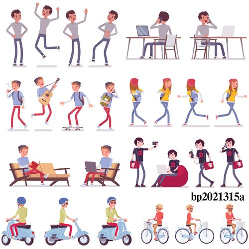 扁平卡通人物矢量设计素材an/ai/flash/eps源文件mg动画素材