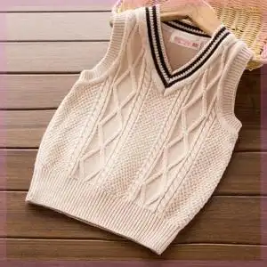 儿童毛线手工编织背心学院风男孩小童宝宝毛衣秋冬款女童针织马甲