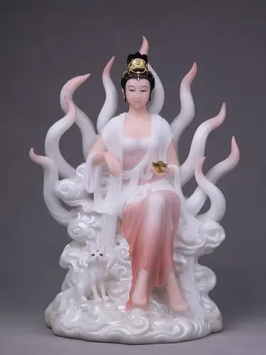 狐仙保家天师摆件佛像神像娘娘九尾汉白玉19寸其他机械设备