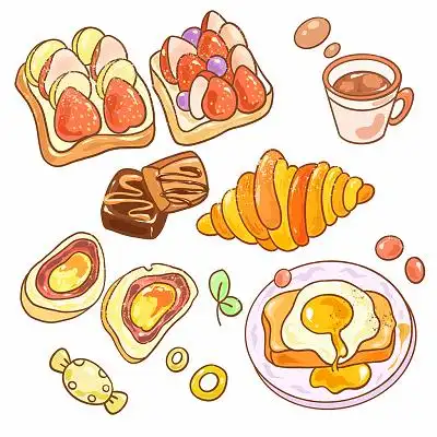 卡通夏天食物水果甜品野餐元素原创插画