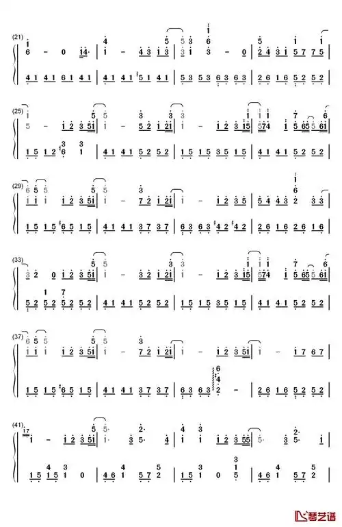 花海钢琴简谱-数字双手-周杰伦2