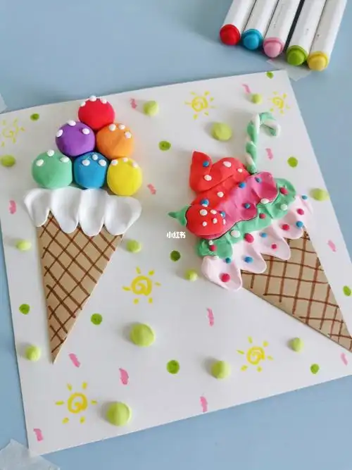 35岁夏天主题创意手工粘土画冰激凌