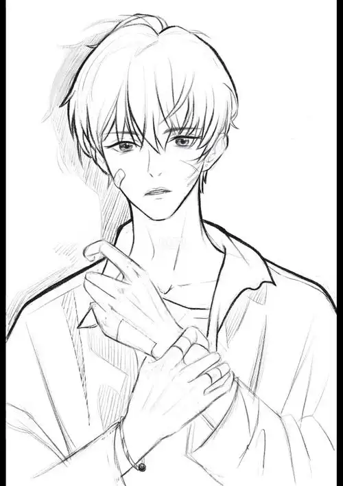 临摹漫男头像手绘过程视频