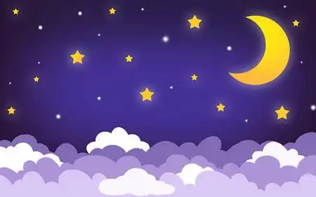 卡通天空手绘月亮星星夜空素材