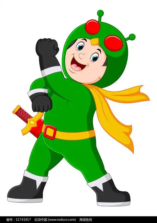 穿绿衣服的超人小男孩图片