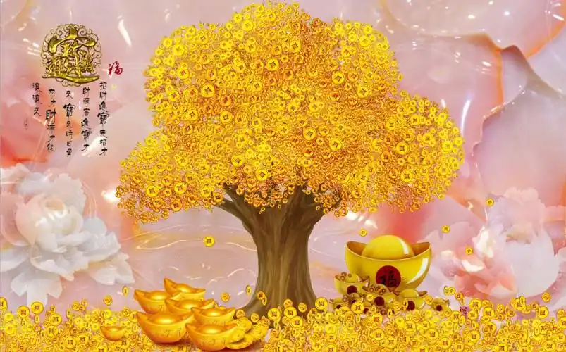 摇钱树高温煅烧背景墙