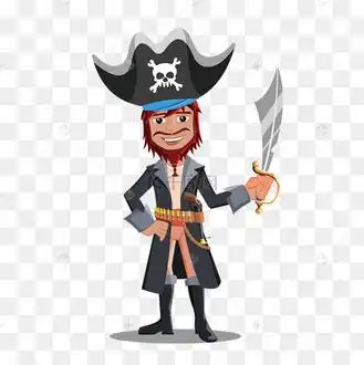 卡通手持弯刀海盗船长矢量素材下载