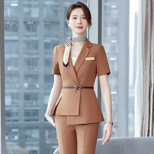 职业女装夏季气质短袖西服套装酒店前台美容院珠宝店售楼部工作服