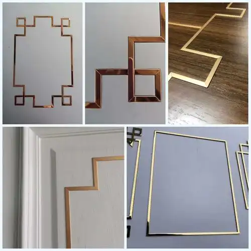 304不锈钢实心t型条镜面玫瑰金金属装饰线条黑钛金背景木门收边条