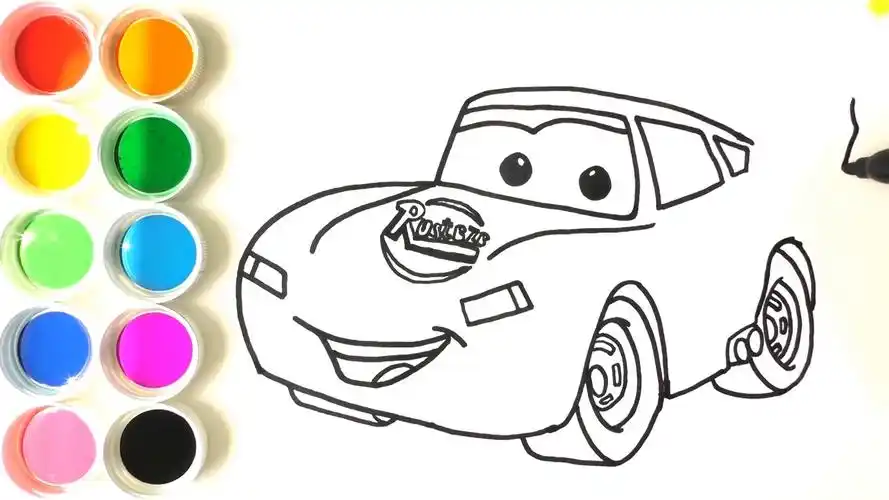 简笔画迪士尼汽车总动员闪电麦昆-儿童绘画上色学习-母婴亲子视频