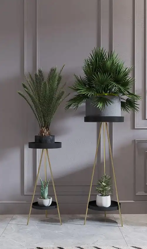 轻奢花架客厅室内花架子阳台多层置物架北欧摆花架子铁艺金属花架全