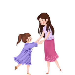 卡通妈妈和女儿免抠图