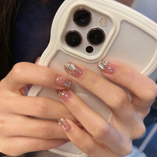 碎钻星河爆闪手工美甲成品仙气假指甲抖音小红书同款网红热销 - 美甲