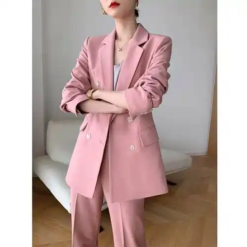 高级感炸街粉色新款西装套装2021春秋时尚气质cosplay女装