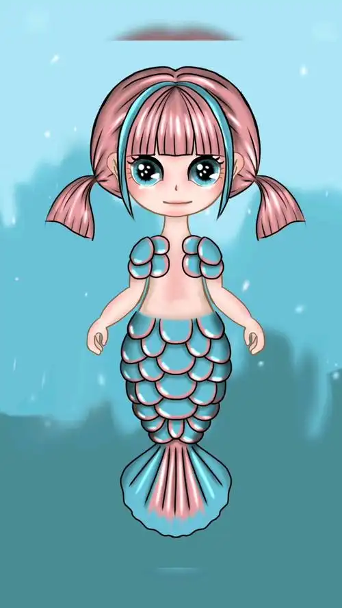 蓝色的小美人鱼,你见过吗?procreate绘画 q版漫画人物-度小视