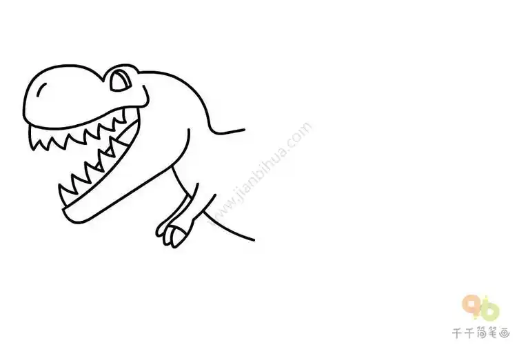 第二步:画出它的嘴巴第一步:画出暴龙的眼睛与鼻孔