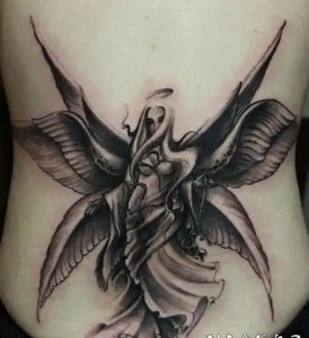 腰部六翼天使纹身图案背部六翼天使纹身图案
