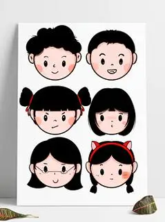 娃娃头免抠元素|可爱的娃娃头小孩卡通头像元素组合