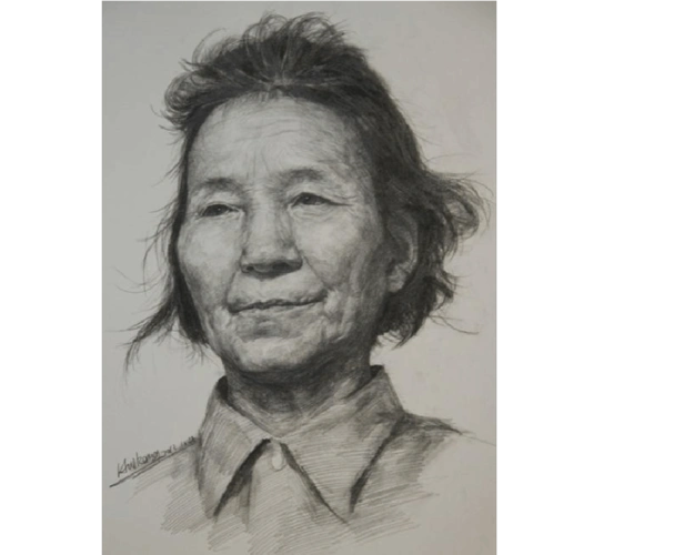 素描老年女性头部绘画步骤