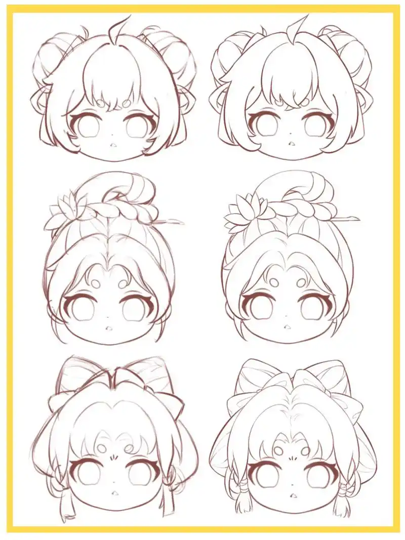 画法 和大家分享一些q版女生发型,我们在画头发之前可以先把完整的