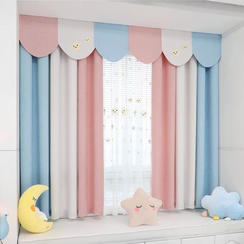 梦格丽飘窗窗帘儿童房卡通窗幔帘头网红拼接男孩女孩卧室遮光窗帘布