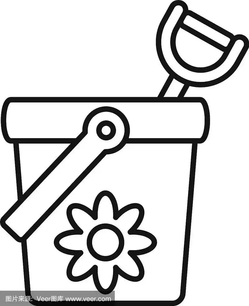 玩具桶铲图标轮廓风格