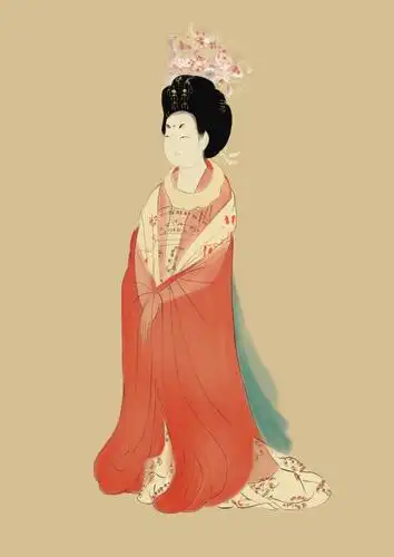 用ipad画完了这幅簪花仕女图,一开始不会用到后来摸索画完了