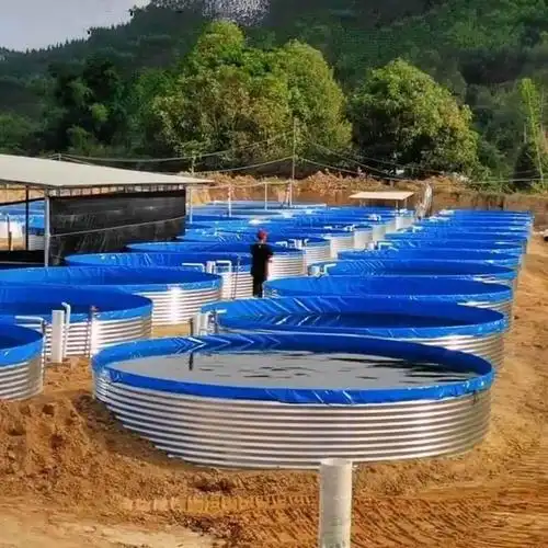 圆形帆布养殖水池镀锌板帆布鱼池