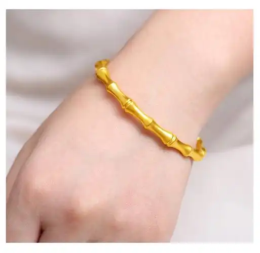 韩大福古法黄金手镯足金9999竹节真金手镯节节高实心时尚手环送妈妈送