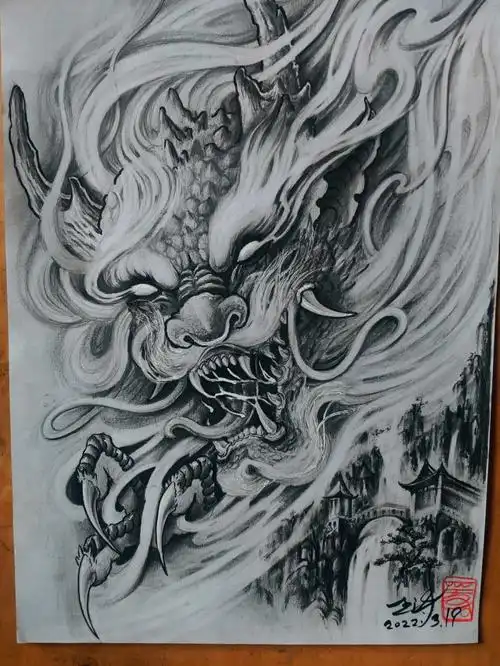 龙纹身手稿设计