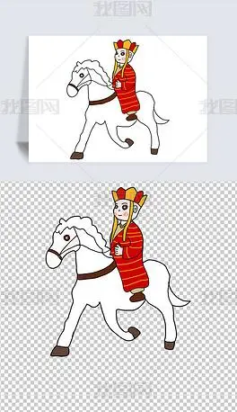 手绘可爱西游记之骑白龙马的唐僧师傅