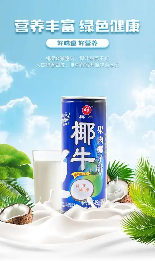 椰牛椰汁 果肉椰子汁植物饮料海南海口椰汁饮料245ml罐装 245g*24罐